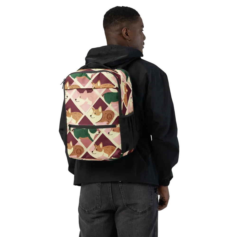 Corgi Quilt on Utility Backpack — Back