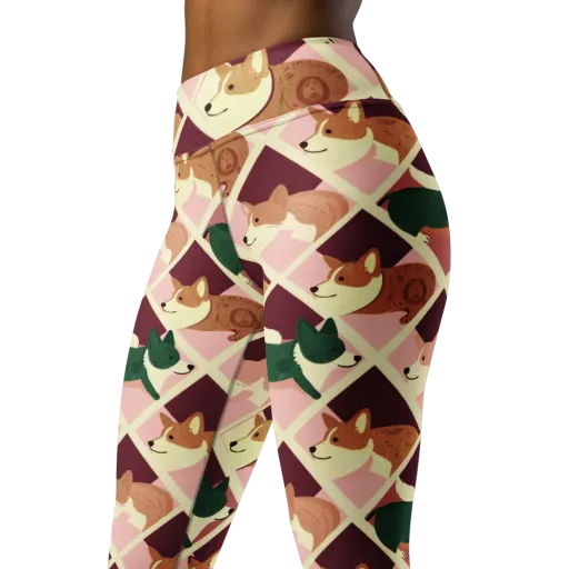 Corgi Quilt on a Yoga Leggings