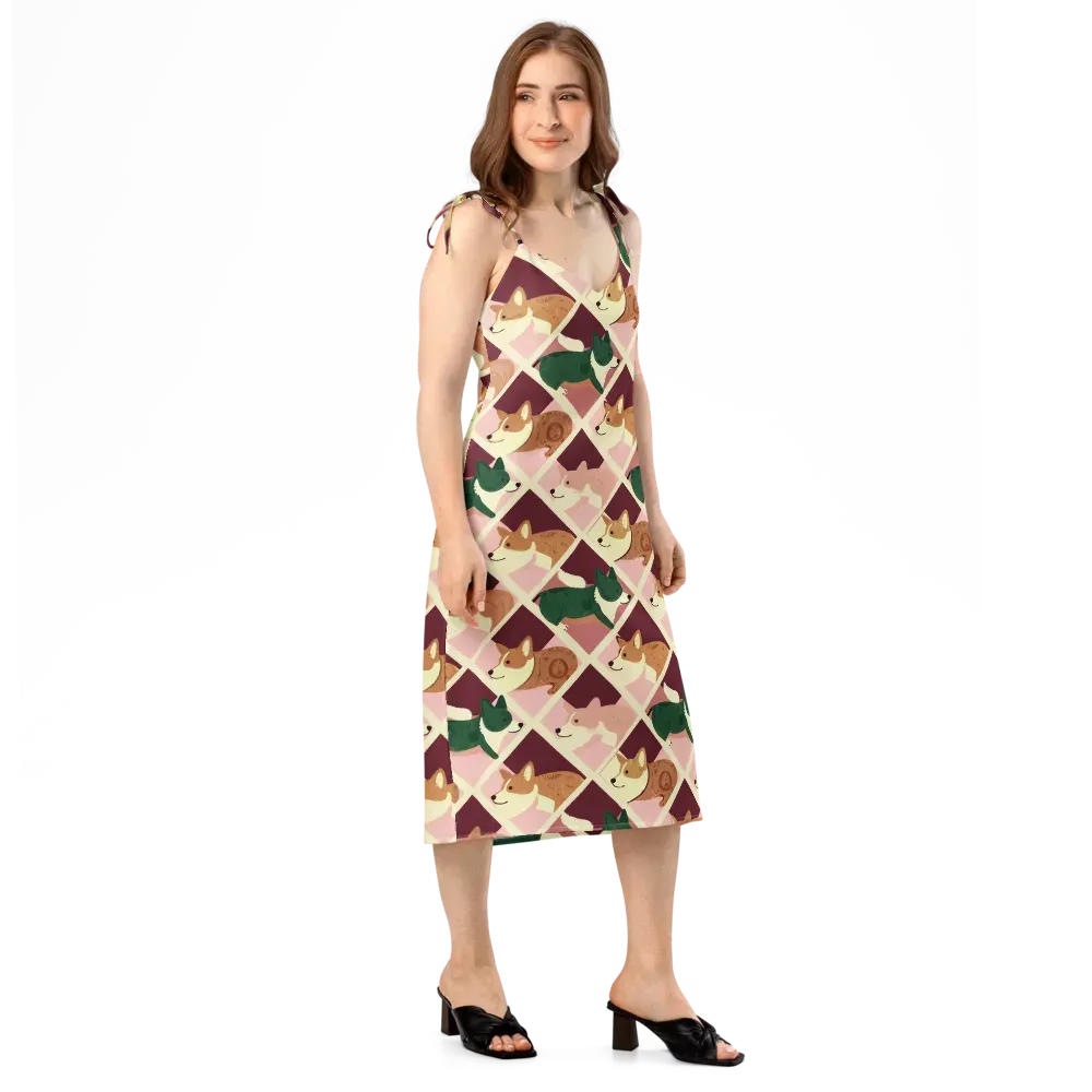 Corgi Quilt on Slip Dress — Right Front