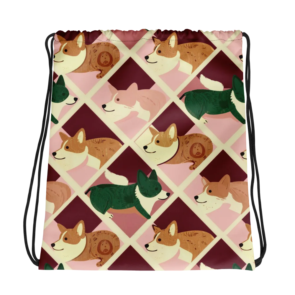 Corgi Quilt on Drawstring Bag — Photo