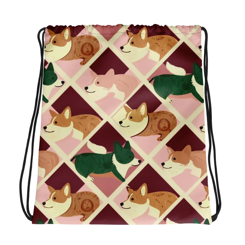 Corgi Quilt on Drawstring Bag — Photo