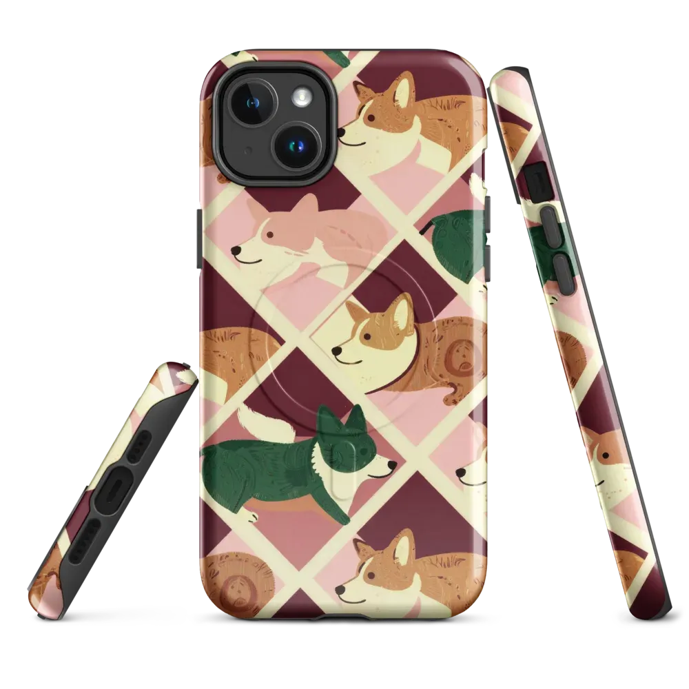 Corgi Quilt on MagSafe Tough Case for iPhone® — Front