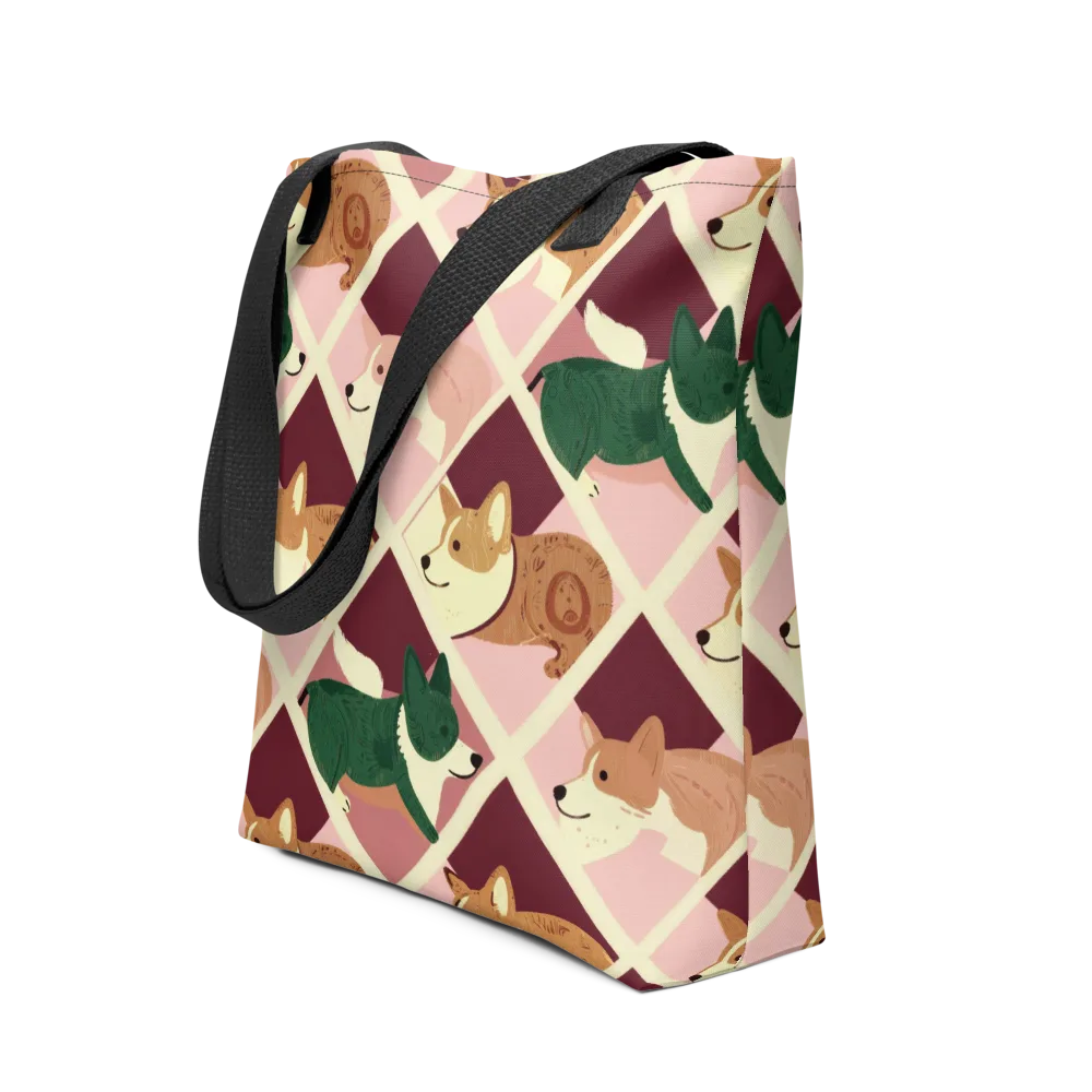 Corgi Quilt on Tote Bag — Front