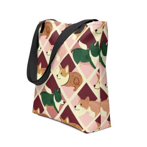 Corgi Quilt on a Tote Bag