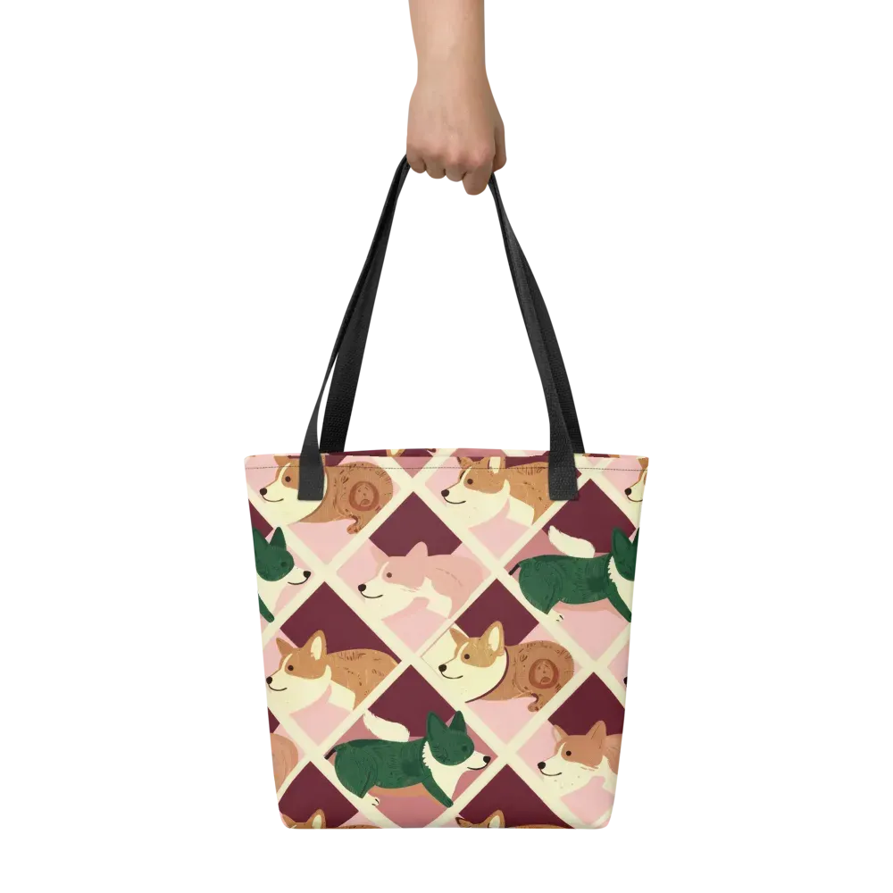 Corgi Quilt on Tote Bag — Front