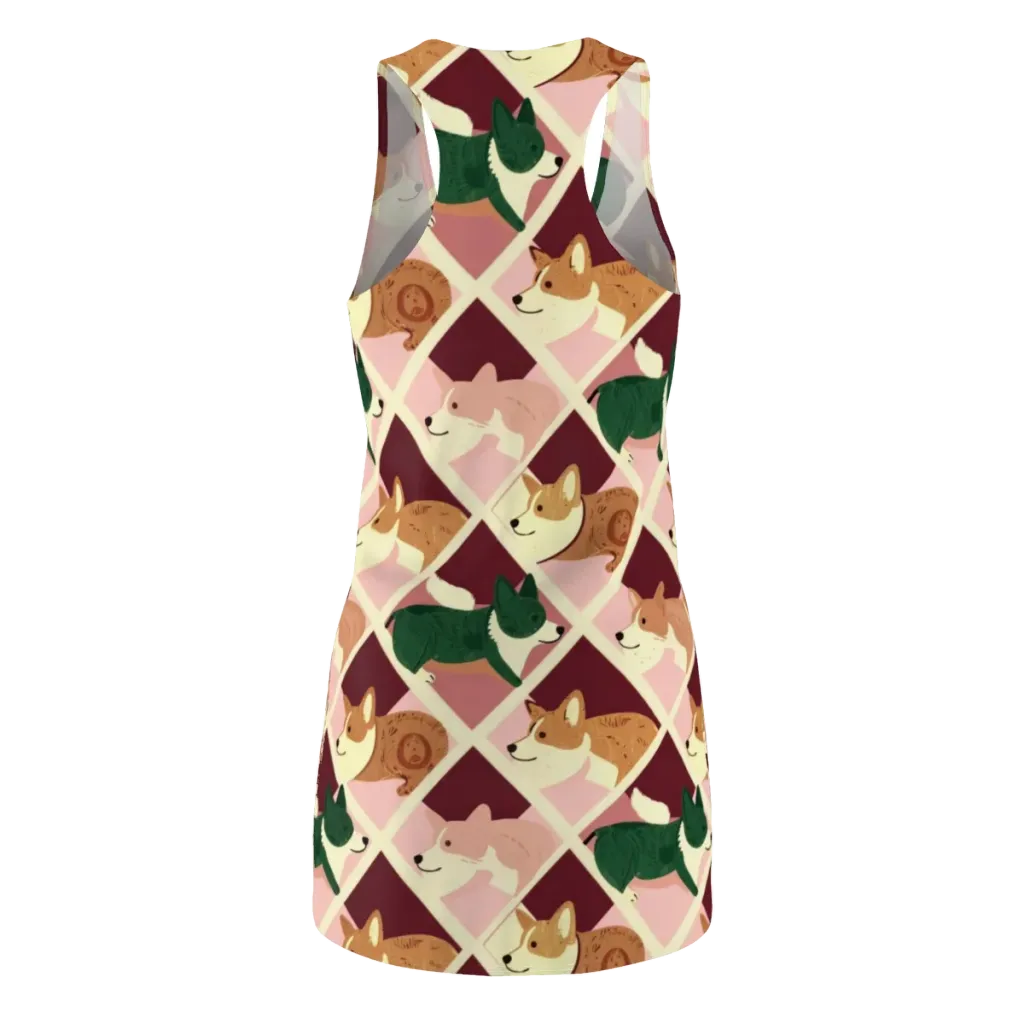 Corgi Quilt on Racerback Dress — Back