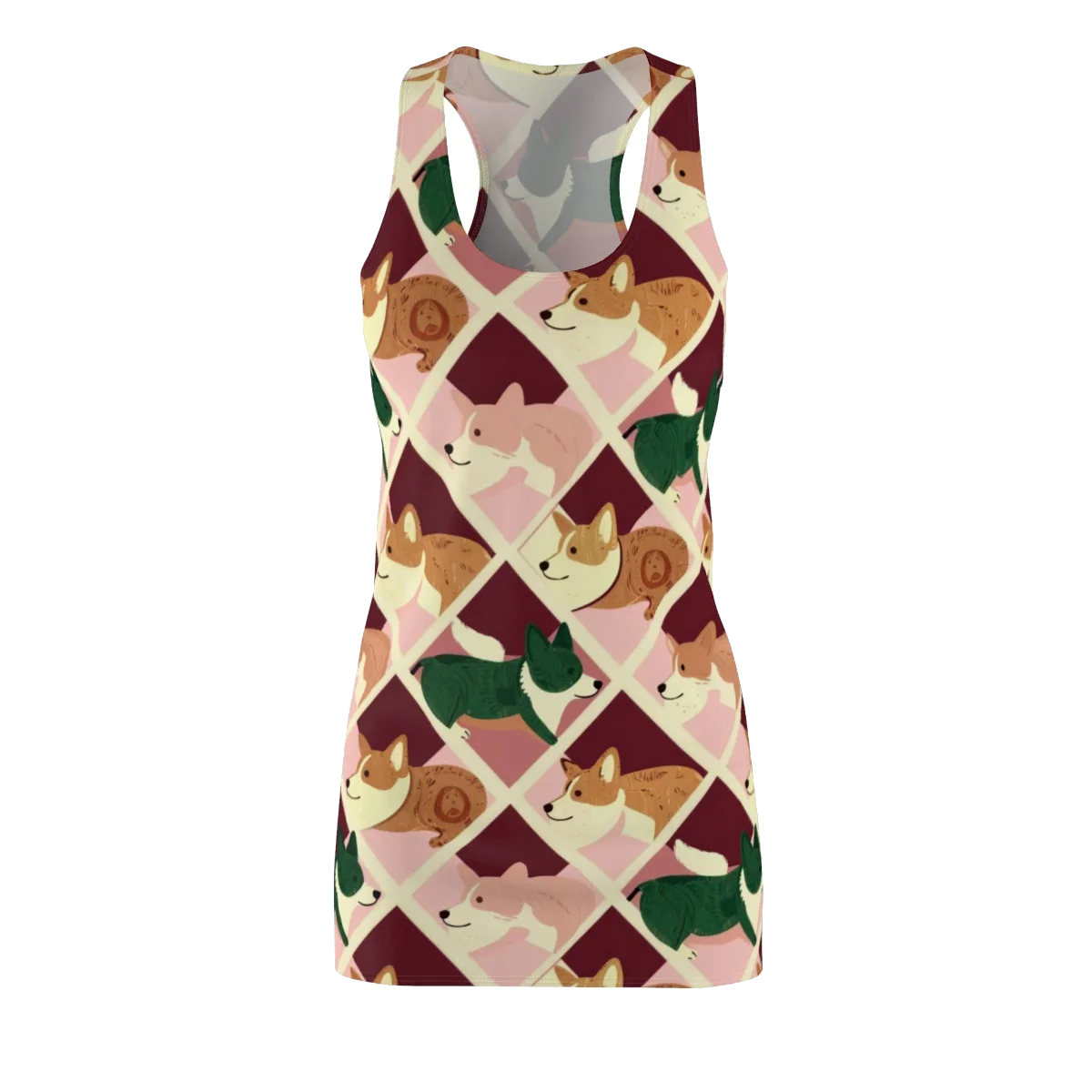 Corgi Quilt on Racerback Dress — Front