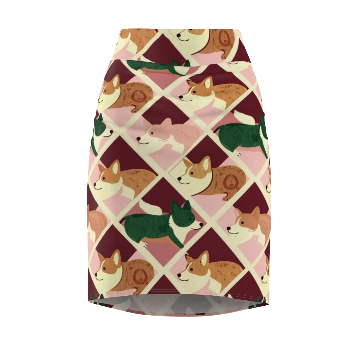 Corgi Quilt on Pencil Skirt — Front
