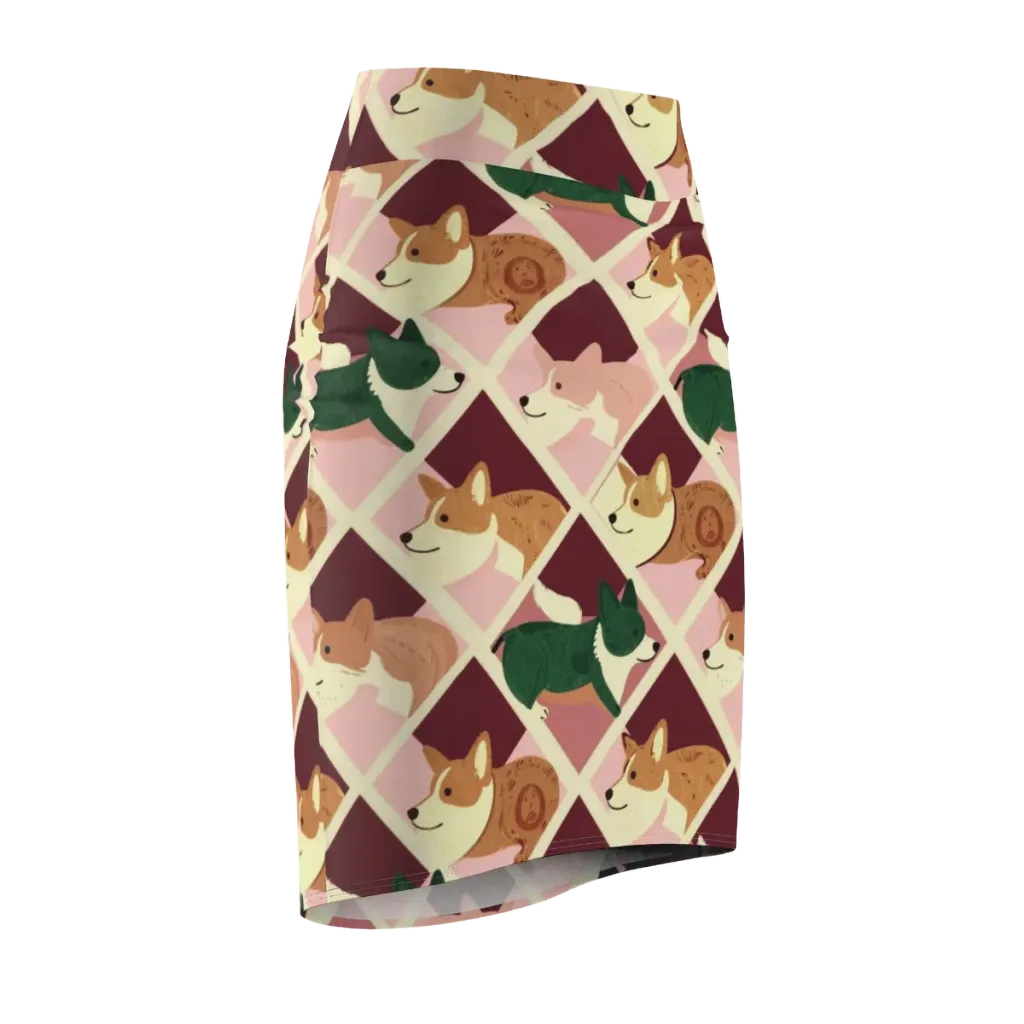 Corgi Quilt on Pencil Skirt — Front Side