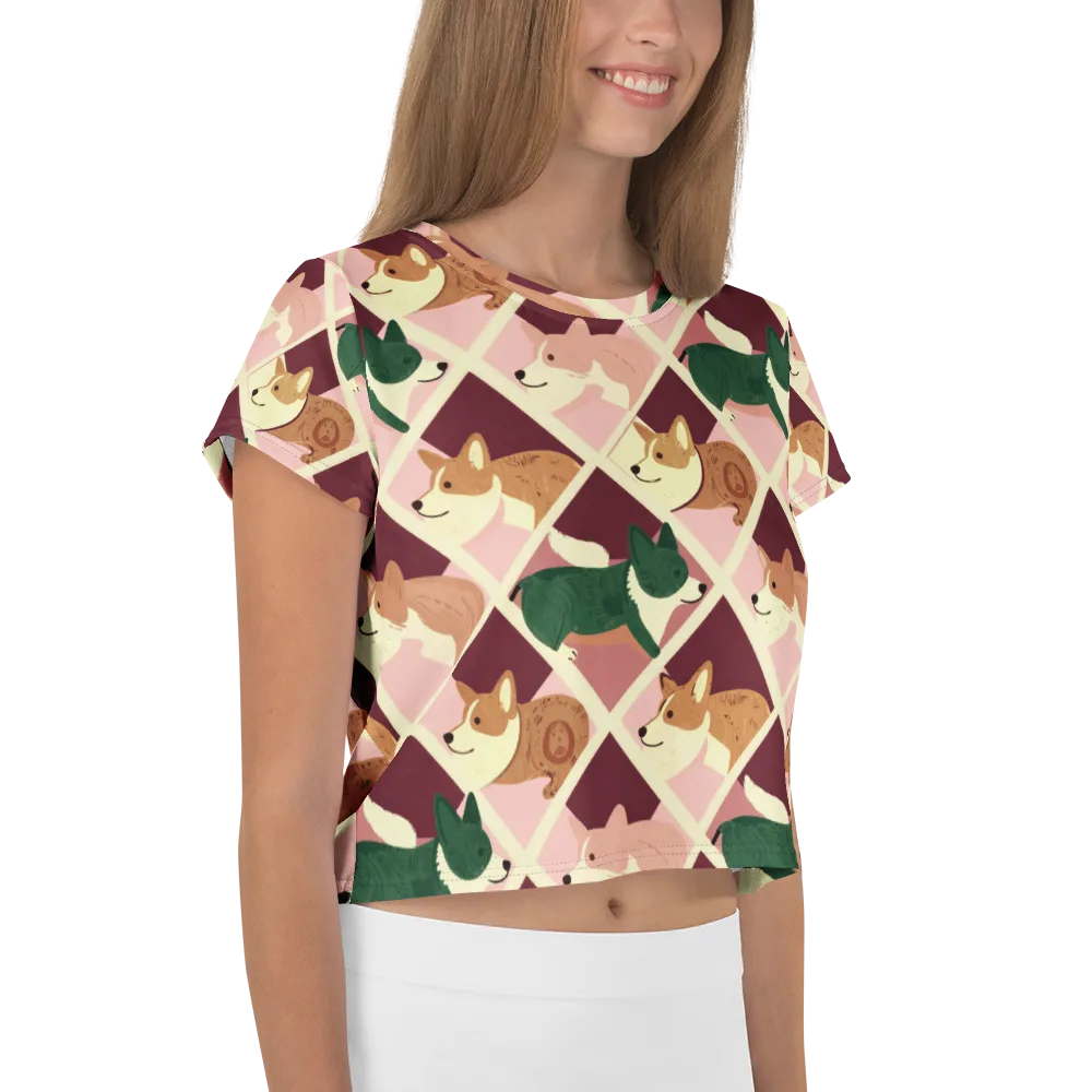 Corgi Quilt on Crop Tee — Right