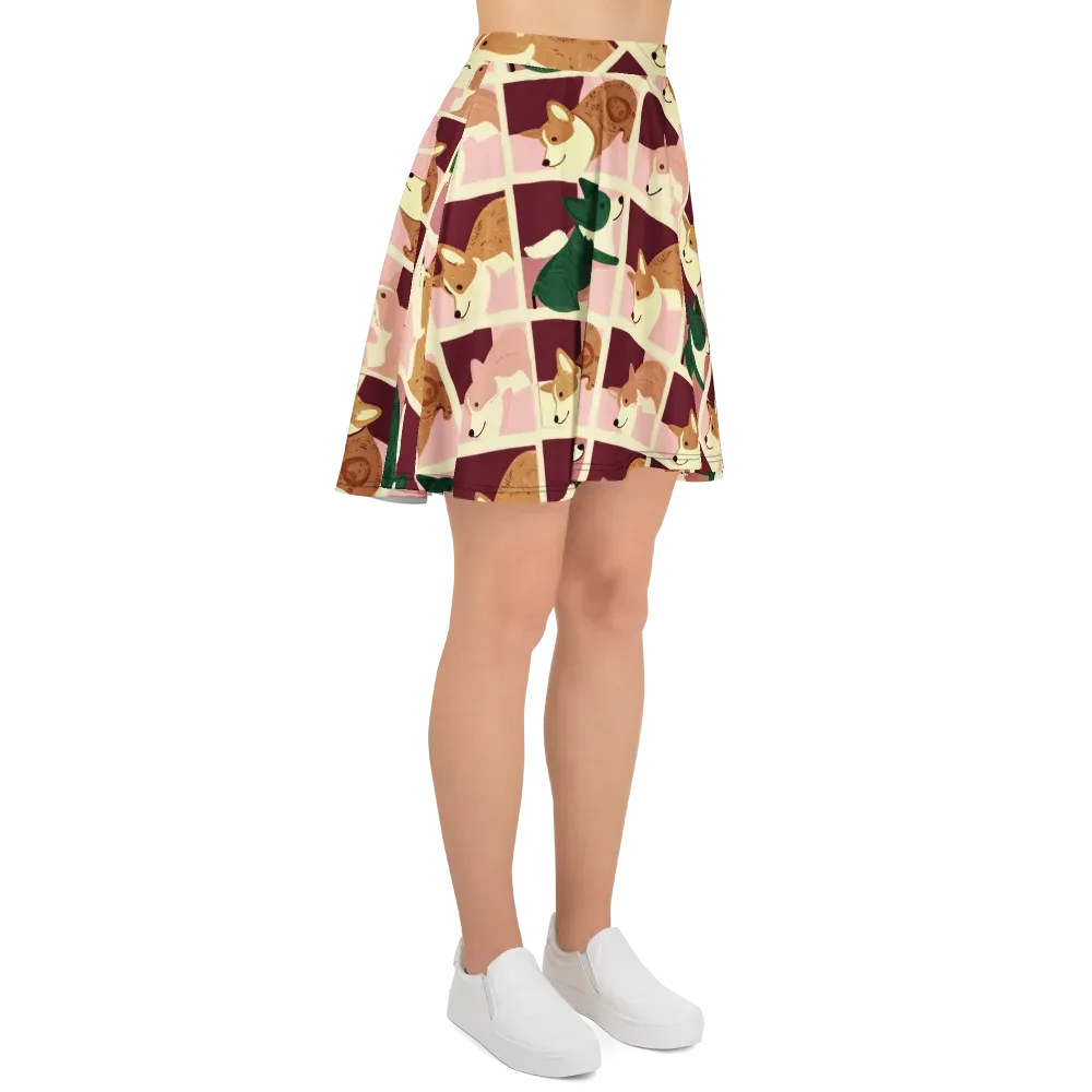 Corgi Quilt on Skater Skirt — Right