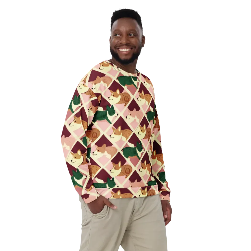 Corgi Quilt on Sweatshirt — Front