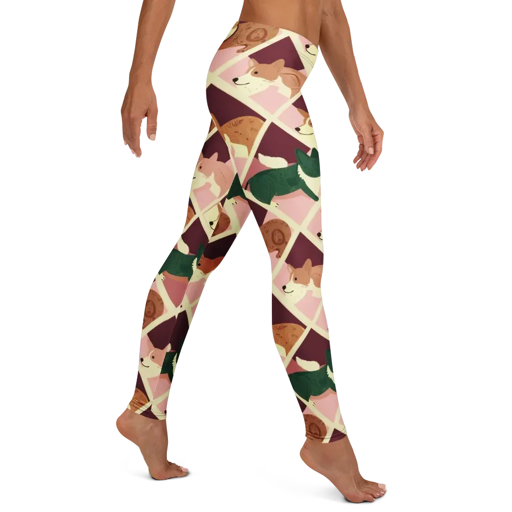 Corgi Quilt on Leggings — Right