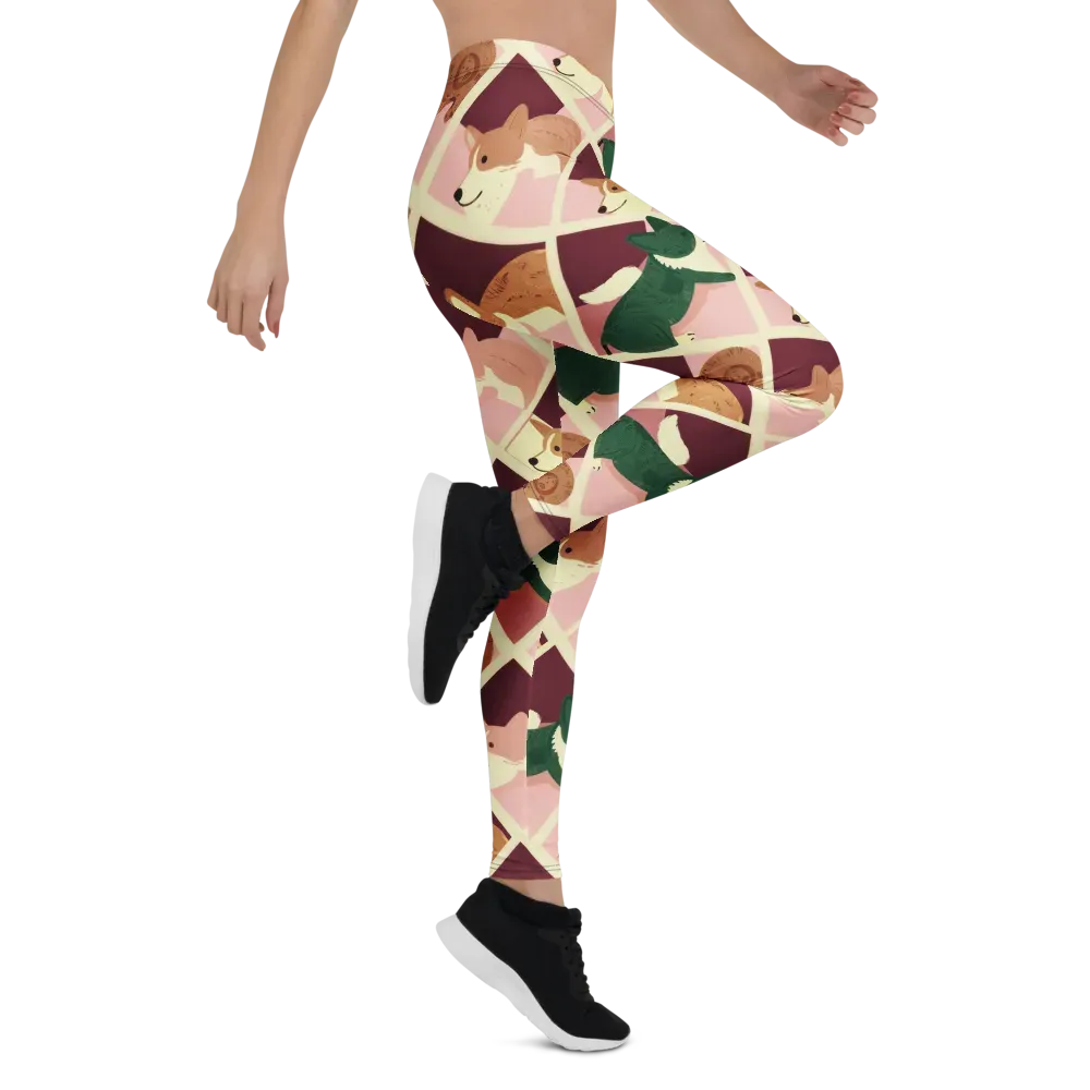 Corgi Quilt on Leggings — Right
