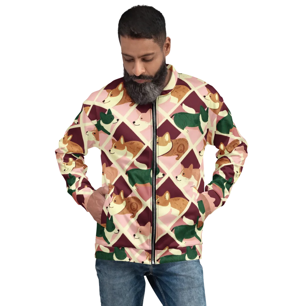 Corgi Quilt on Bomber Jacket — Front