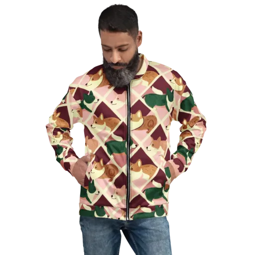Corgi Quilt on a Bomber Jacket