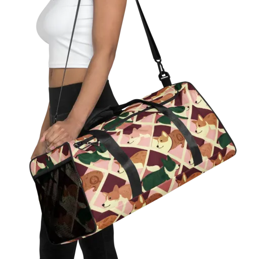Corgi Quilt on a Duffle Bag