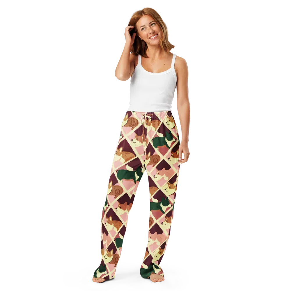 Corgi Quilt on Women's Pajama Pants — Front