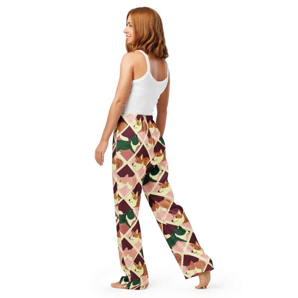 Corgi Quilt on Women's Pajama Pants — Back