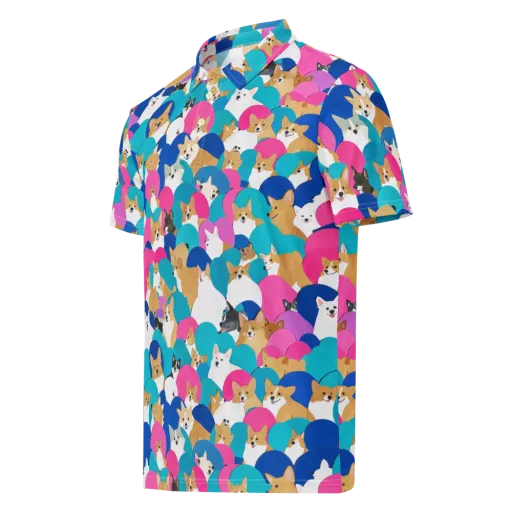 Cobalt Corgi Club on a Men's Slim Fit Polo Shirt