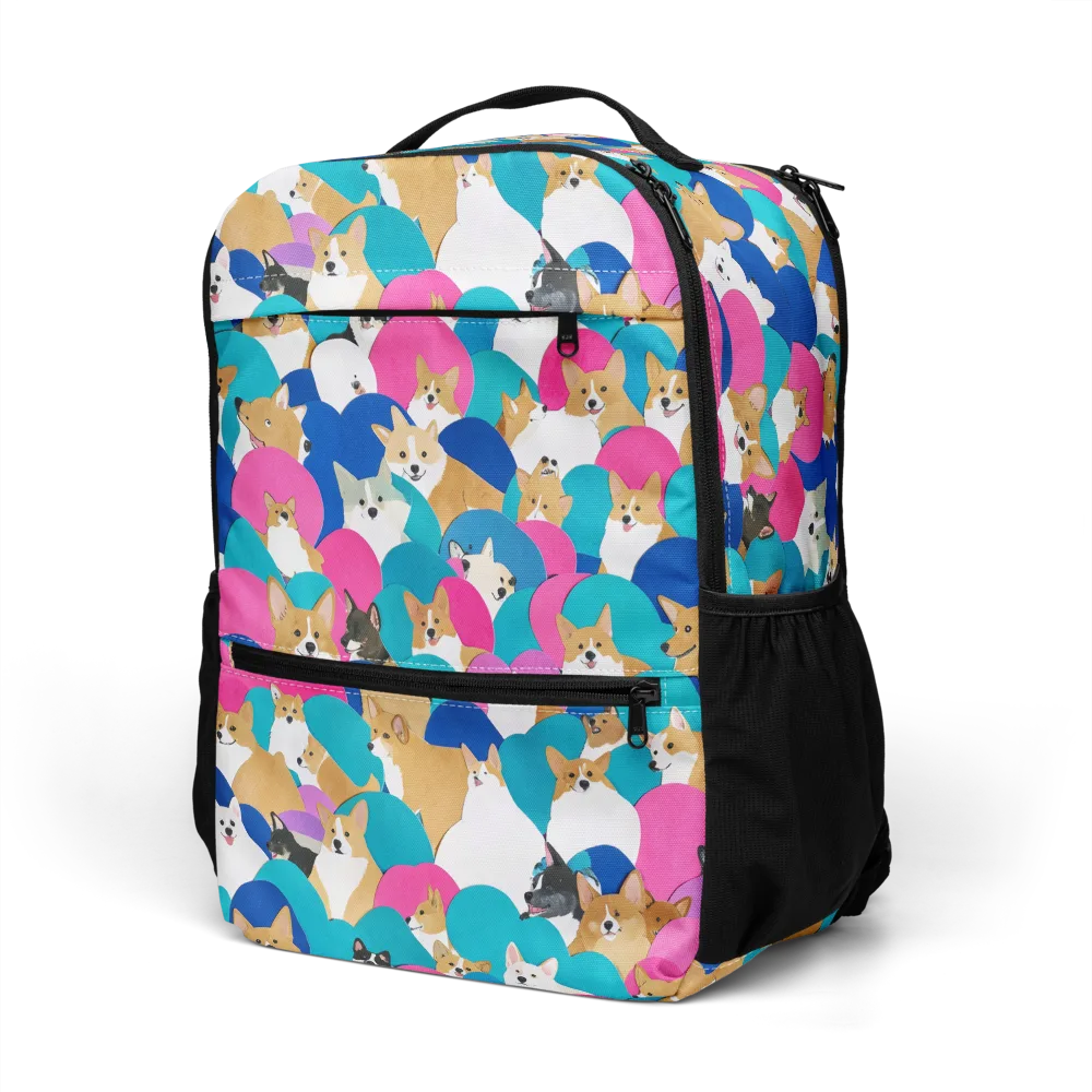 Cobalt Corgi Club on Utility Backpack — Left Front