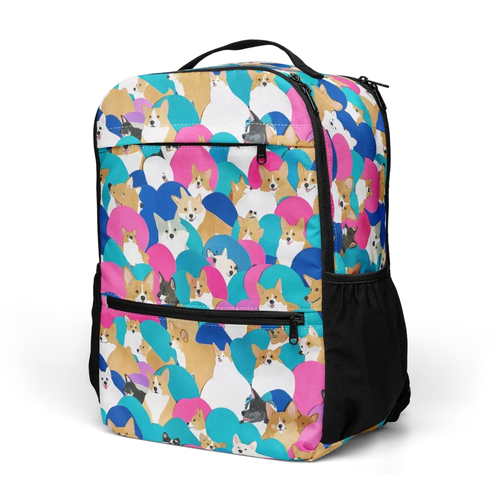 Cobalt Corgi Club on Utility Backpack — Left Front