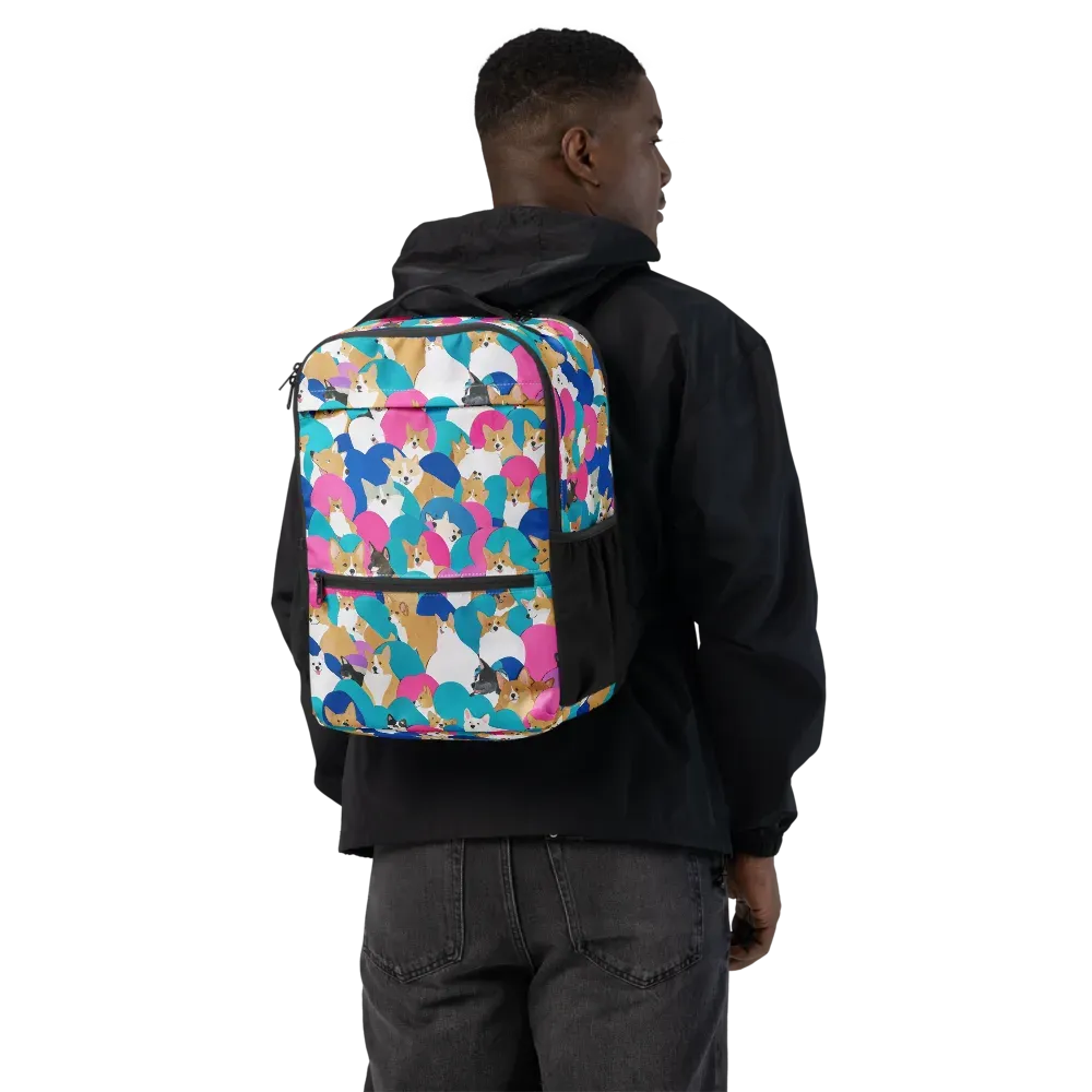 Cobalt Corgi Club on Utility Backpack — Back