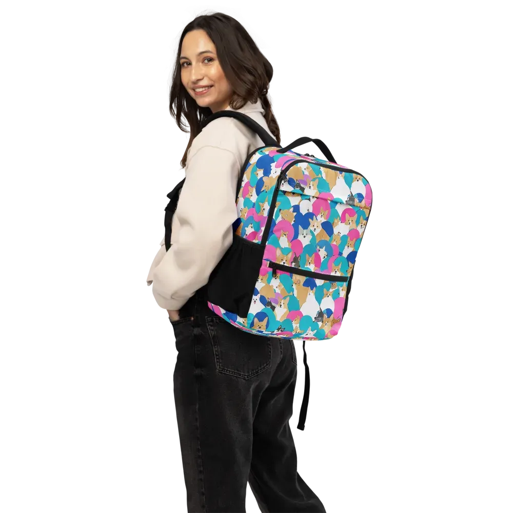 Cobalt Corgi Club on Utility Backpack — Back