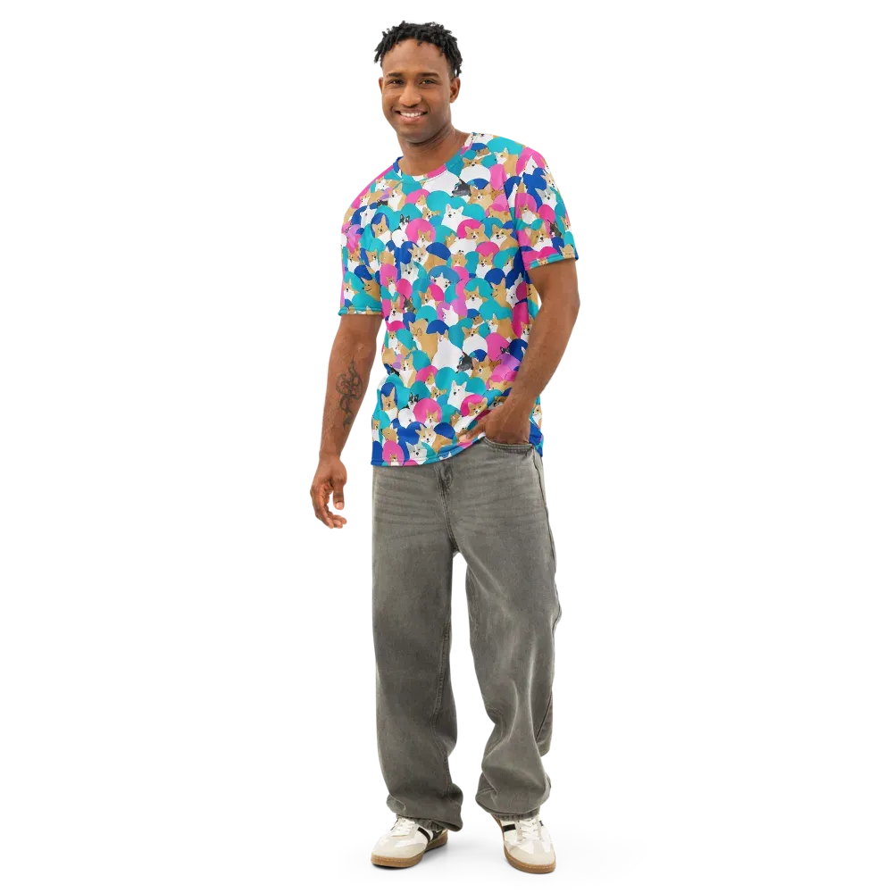Cobalt Corgi Club on Men's Cotton Crew Neck T-Shirt — Front