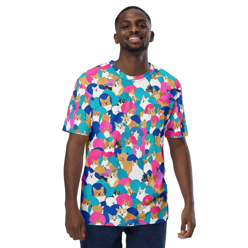 Cobalt Corgi Club on Men's Crew Neck T-Shirt — Front