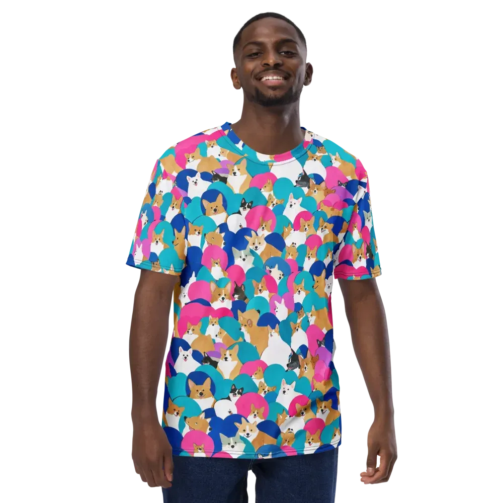Cobalt Corgi Club on Men's Crew Neck T-Shirt — Front