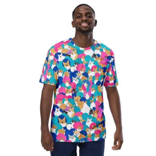Cobalt Corgi Club on a Men's Crew Neck T-Shirt