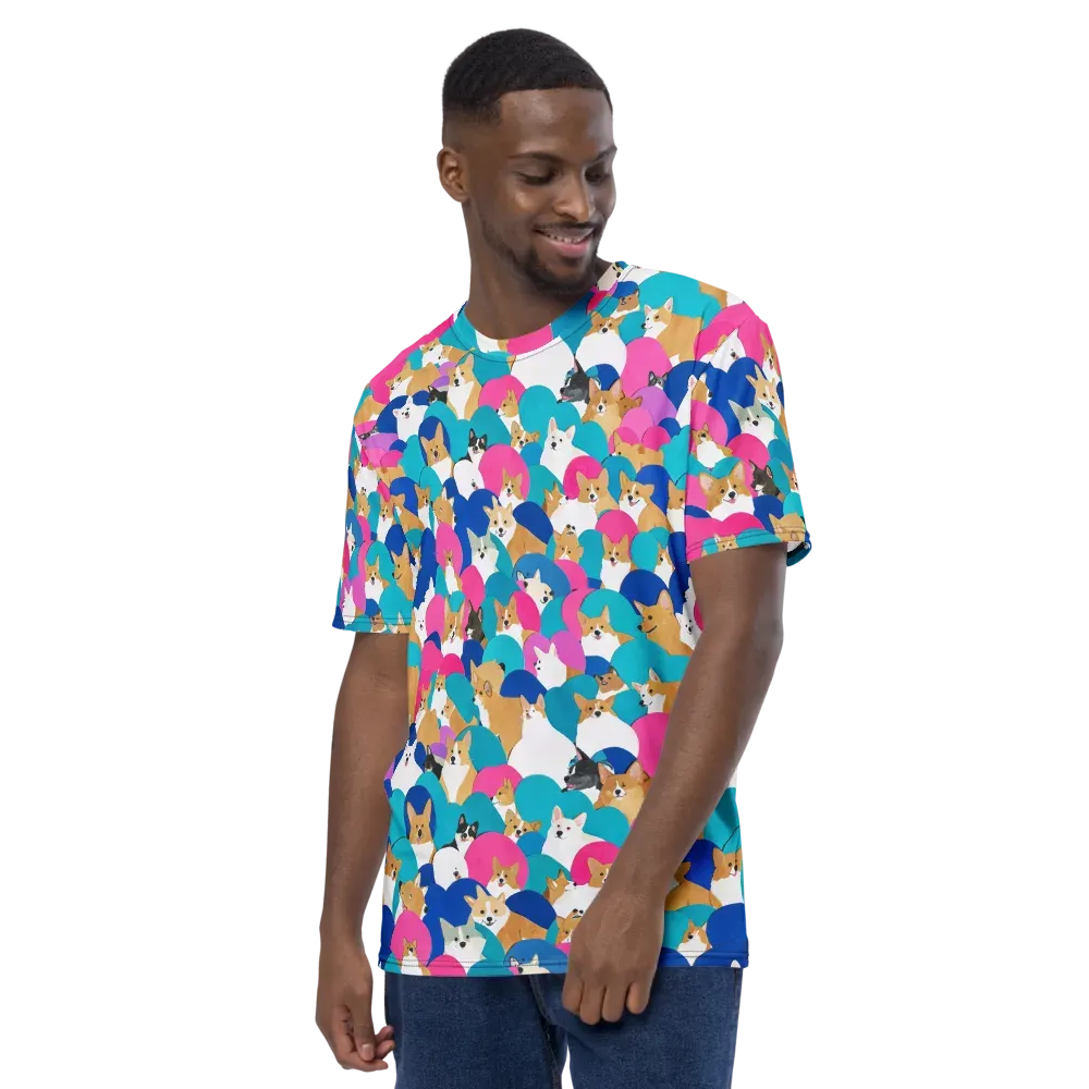 Cobalt Corgi Club on Men's Crew Neck T-Shirt — Left