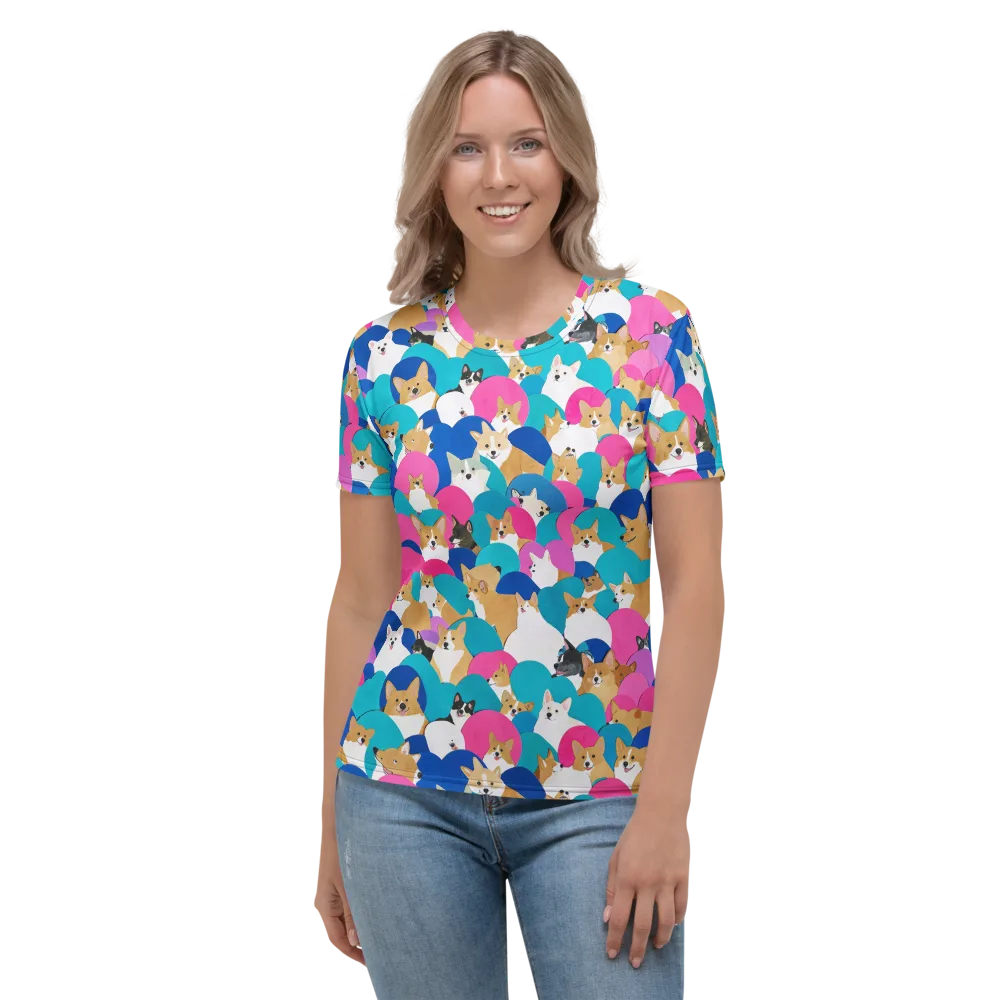 Cobalt Corgi Club on Women's Crew Neck T-Shirt — Front