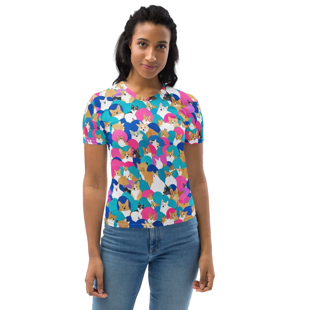 Cobalt Corgi Club on Women's Crew Neck T-Shirt — Front