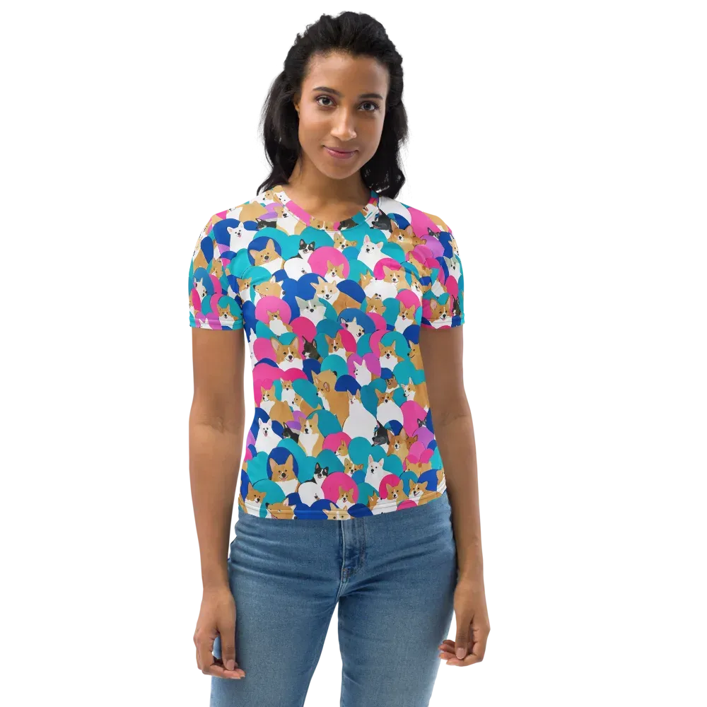 Cobalt Corgi Club on Women's Crew Neck T-Shirt — Front