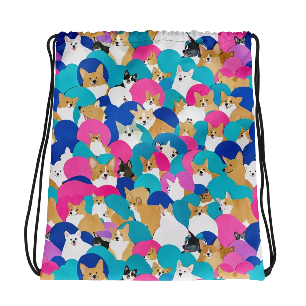 Cobalt Corgi Club on Drawstring Bag — Photo