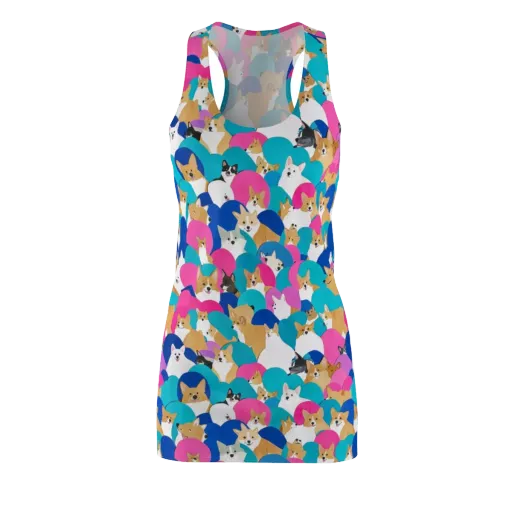 Cobalt Corgi Club on a Racerback Dress