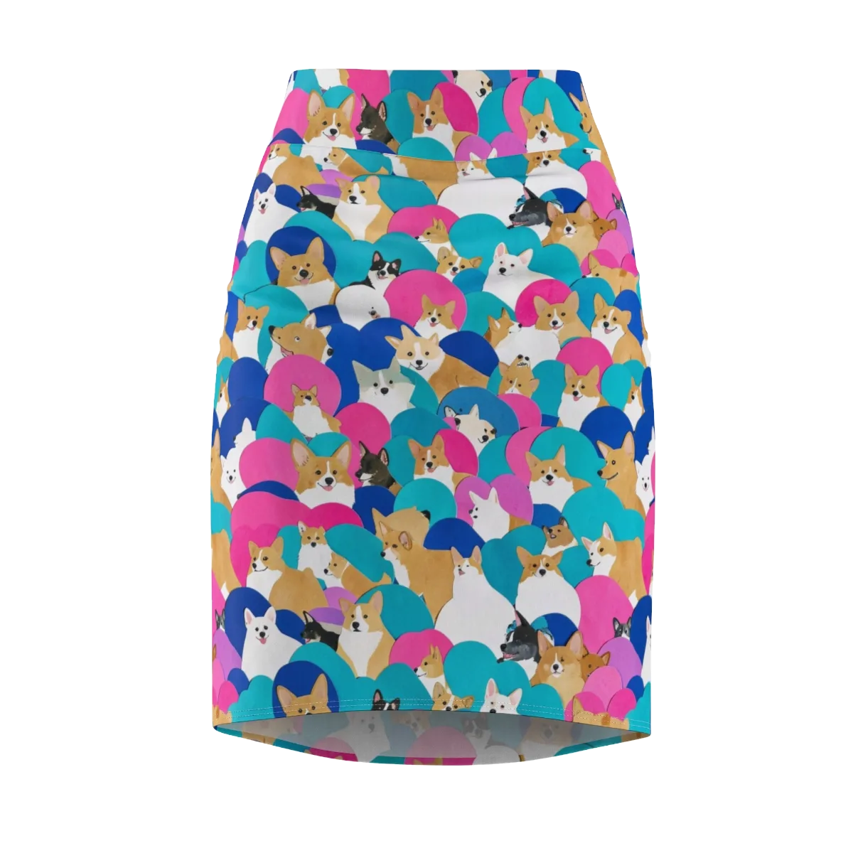 Cobalt Corgi Club on Pencil Skirt — Front