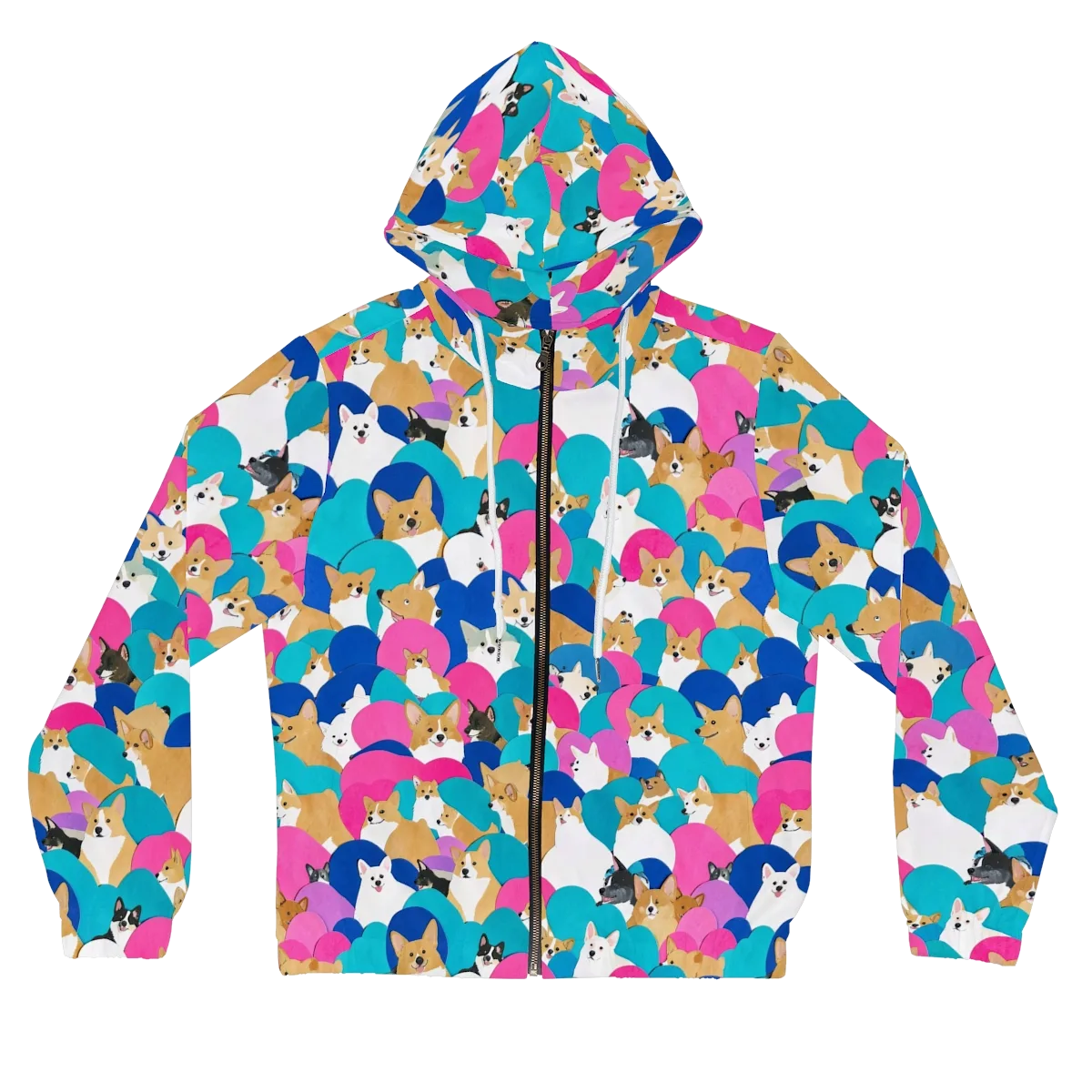 Cobalt Corgi Club on Women's Full-Zip Hoodie — Front
