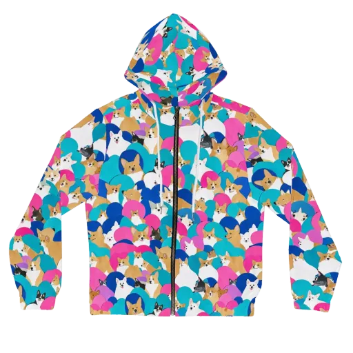 Cobalt Corgi Club on a Women's Full-Zip Hoodie