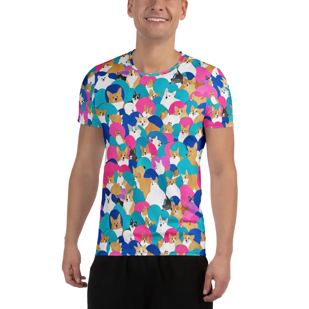 Cobalt Corgi Club on Men's Athletic T-Shirt — Front
