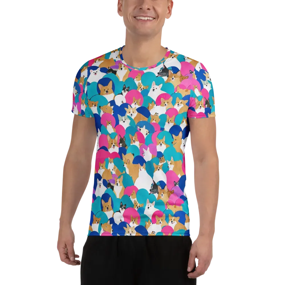 Cobalt Corgi Club on Men's Athletic T-Shirt — Front
