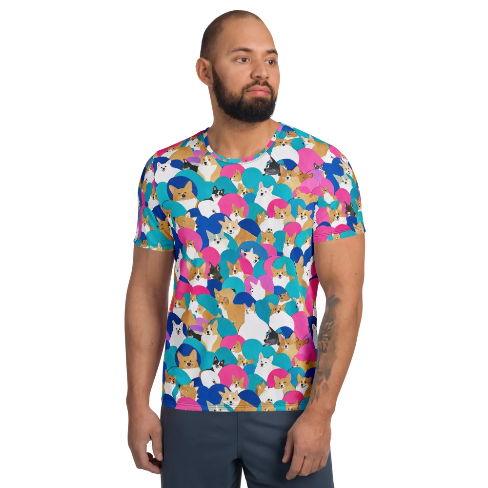 Cobalt Corgi Club on Men's Athletic T-Shirt — Front