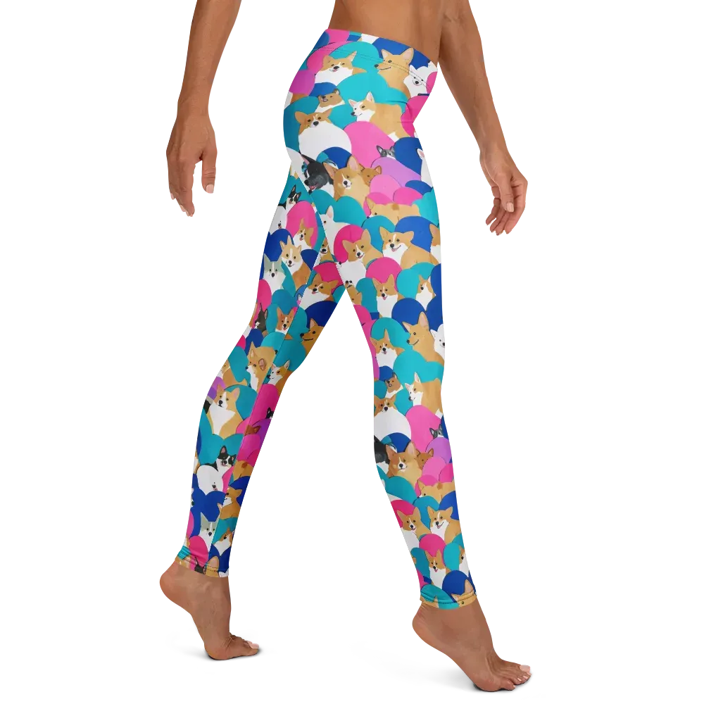 Cobalt Corgi Club on Leggings — Right