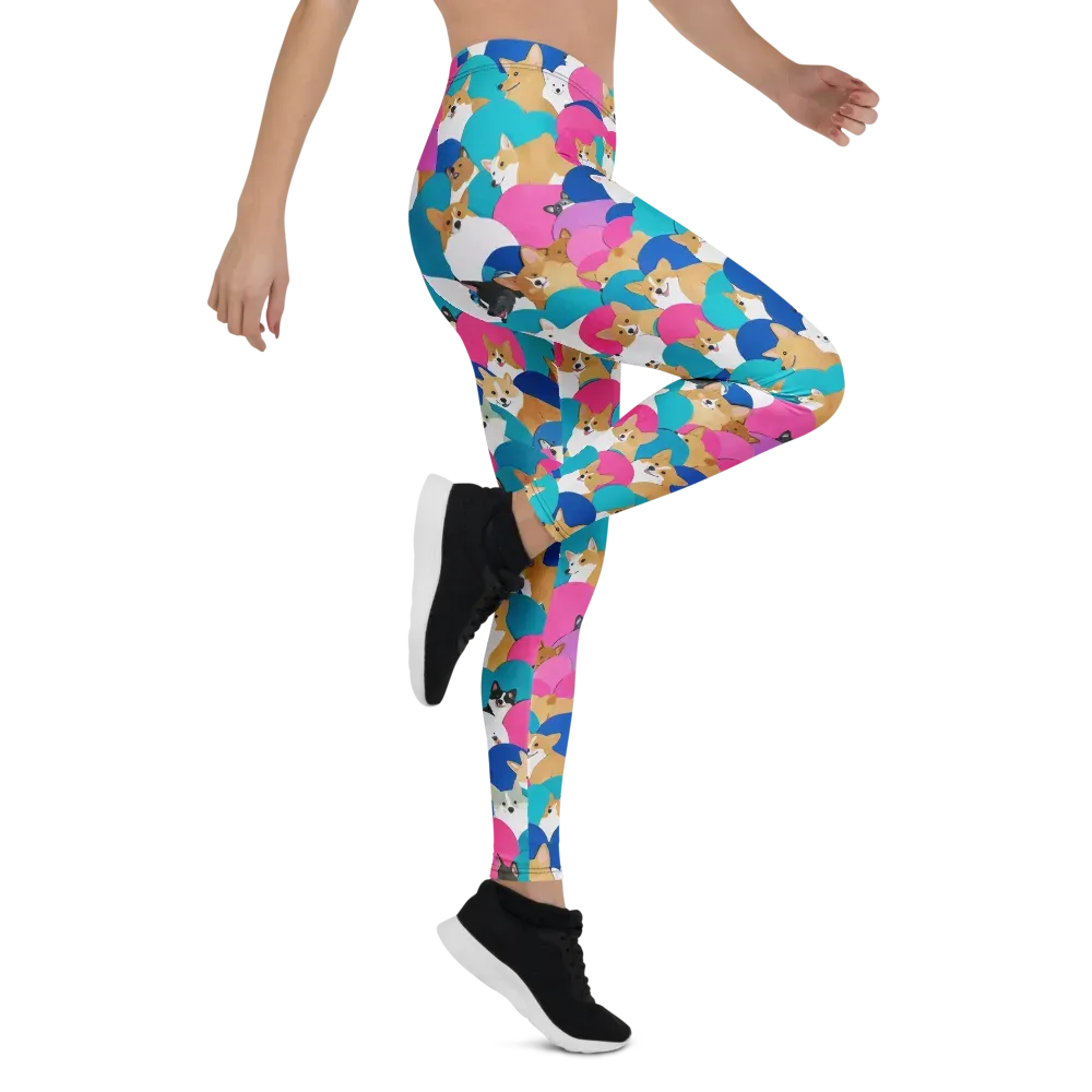 Cobalt Corgi Club on Leggings — Right