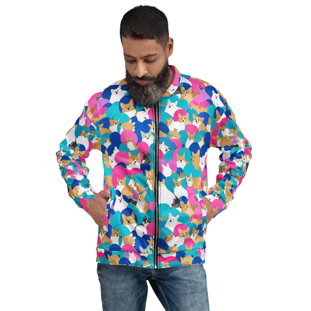Cobalt Corgi Club on Bomber Jacket — Front