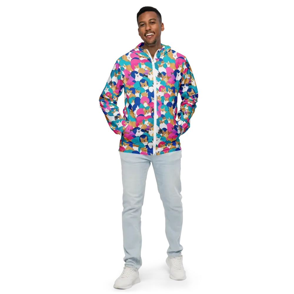 Cobalt Corgi Club on Men's Windbreaker — Front