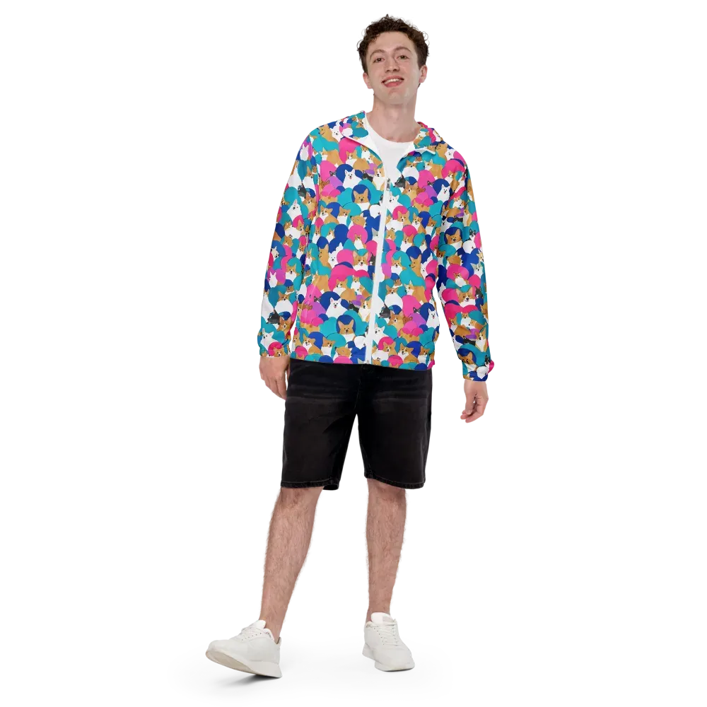 Cobalt Corgi Club on Men's Windbreaker — Front