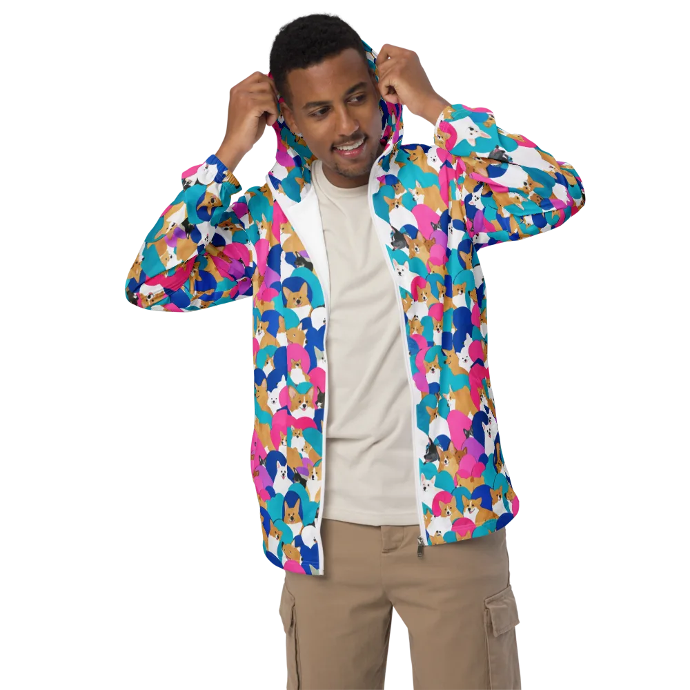 Cobalt Corgi Club on Men's Windbreaker — Front